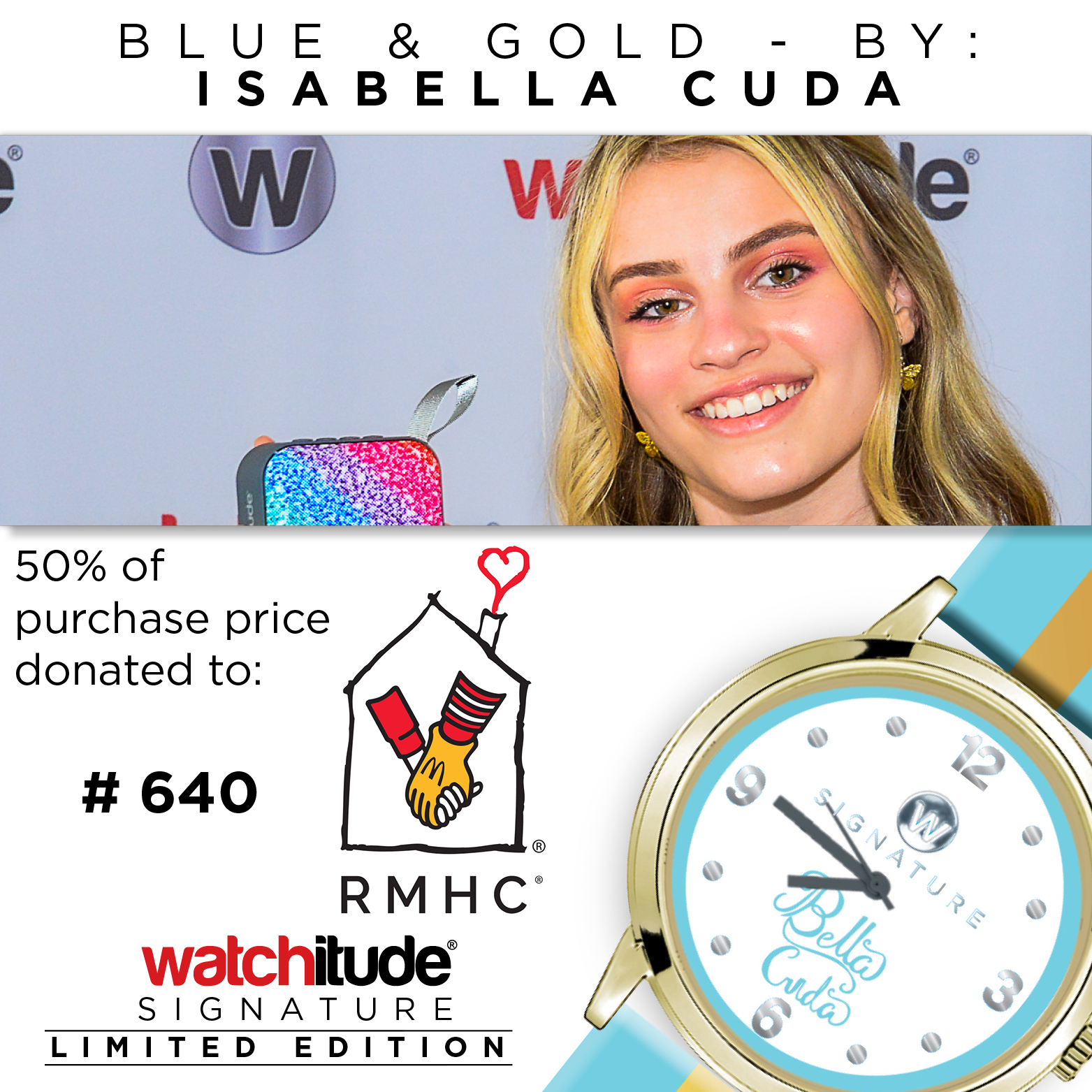 Blue and Gold Teen Watch - Bella Cuda Signature watch image number 0