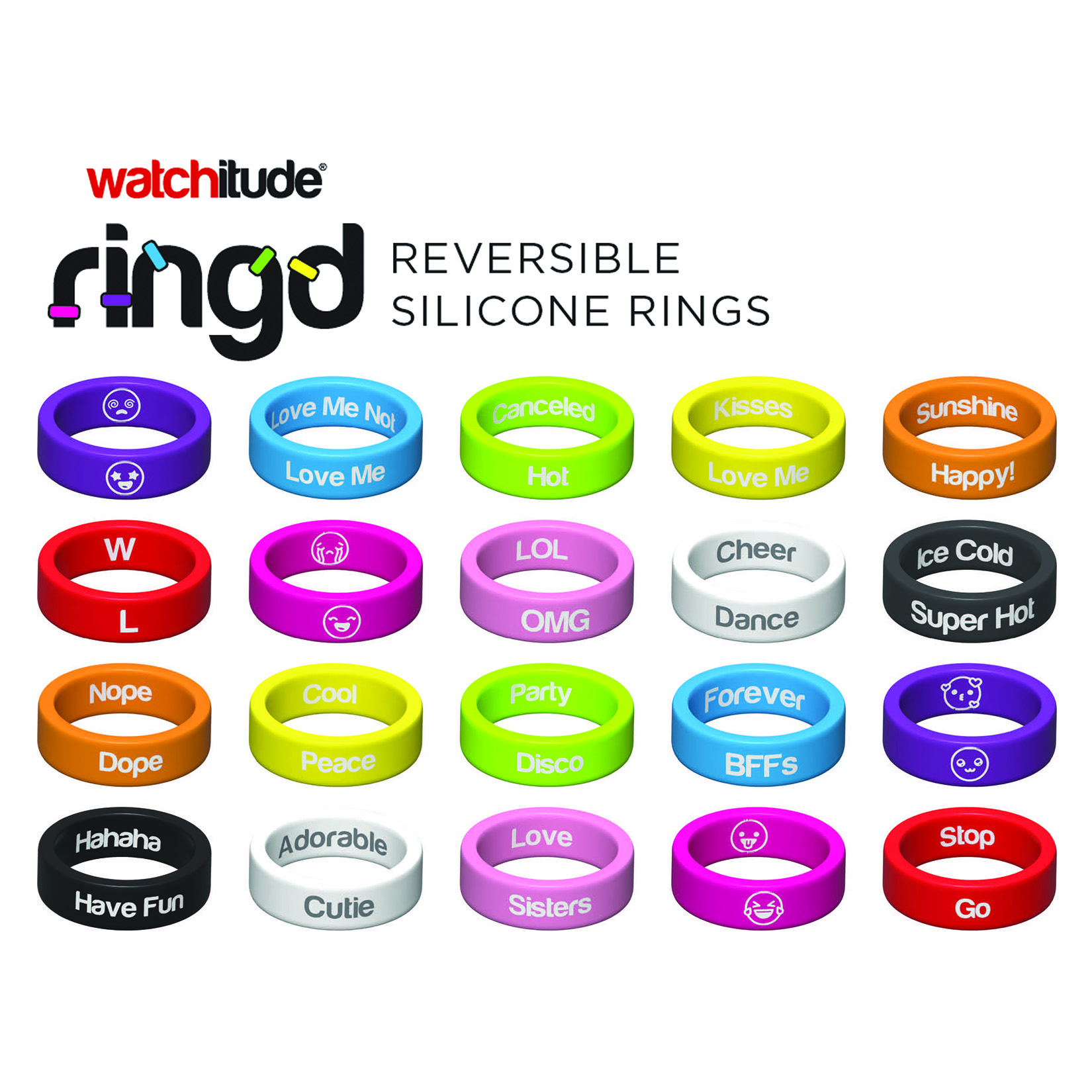 Ring'd - Reversible Silicone Rings by Watchitude - Assorted 4 pack image number 1