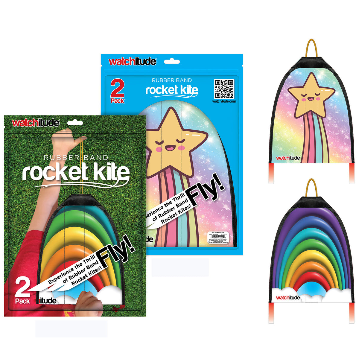 Rubber Band Rocket Kite - Shooting Star & Rainbow