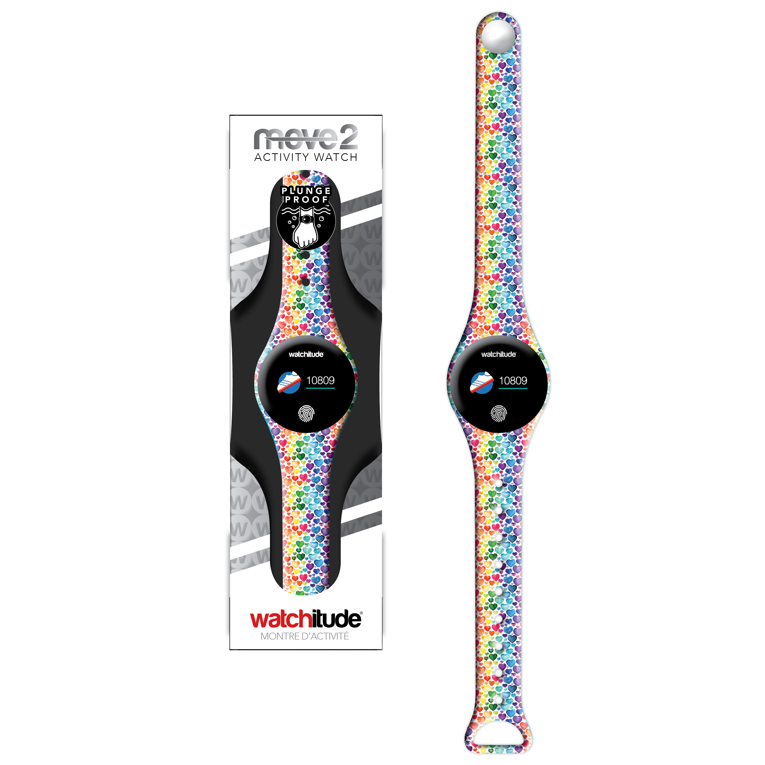 Rainbow Hearts - Watchitude Move 2 - Kids Activity Plunge Proof Watch image number 1