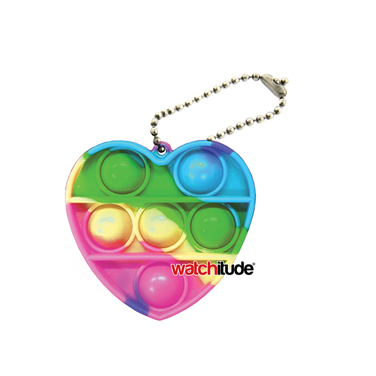 Heart keychain, Pastel Tie Dye - Watchitude Bubble Popping Toy image number 0