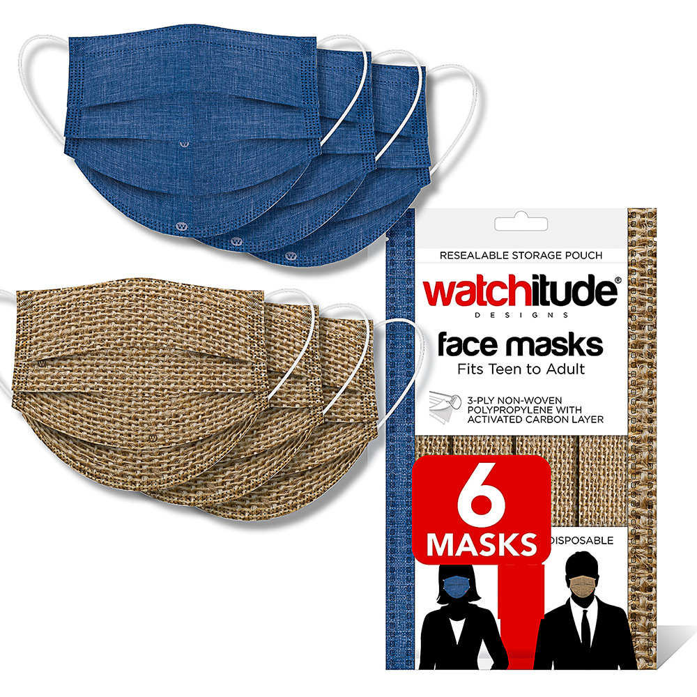 Burlap & Blue Linen - Watchitude Face Masks (6-pack) 