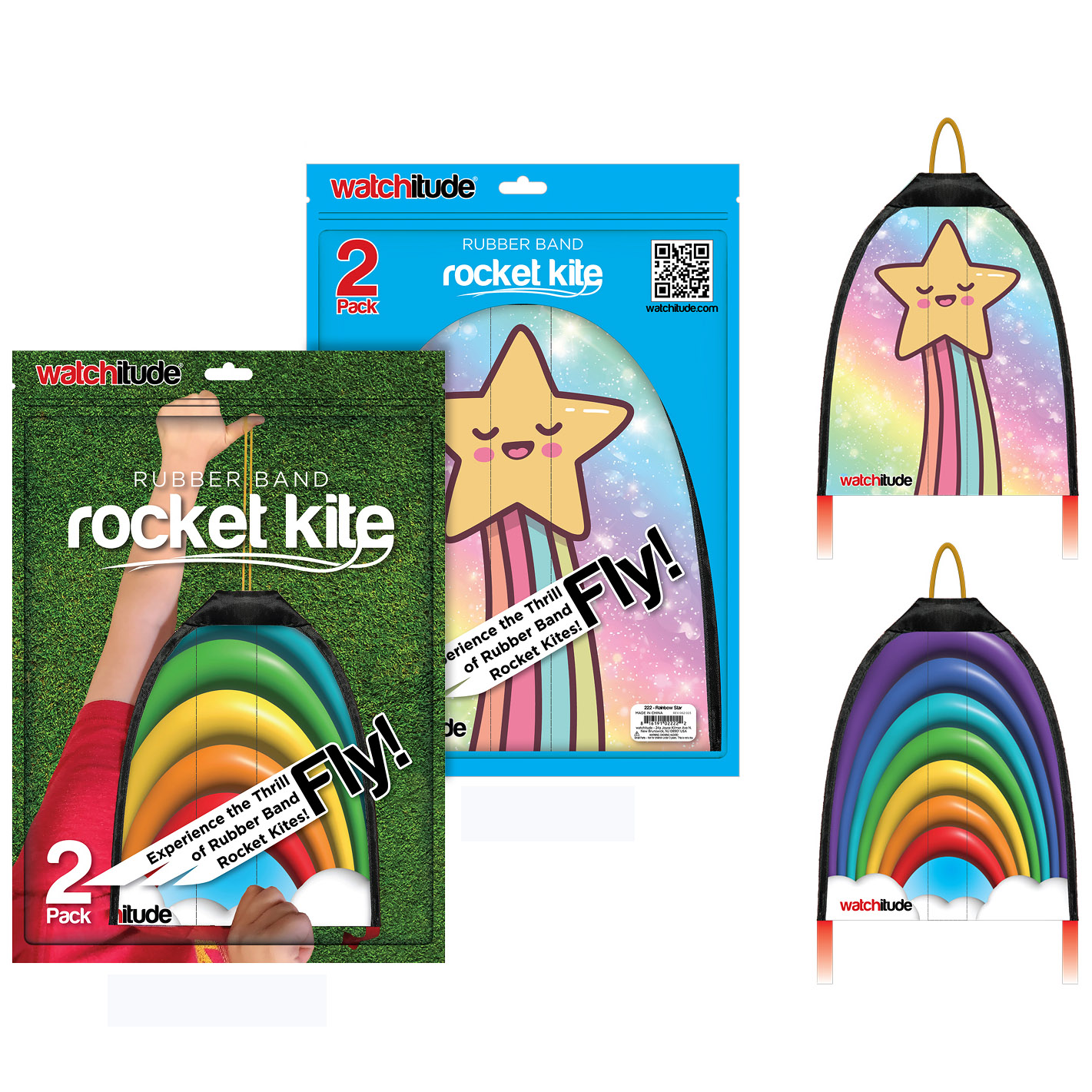 Rubber Band Rocket Kite - Shooting Star & Rainbow