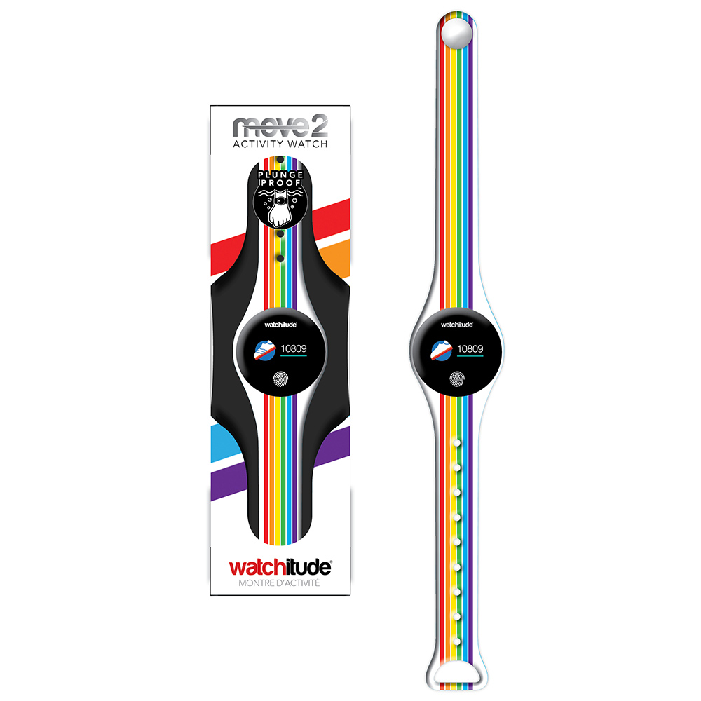 Rainbow Stripes - Watchitude Move2 - Kids Activity Plunge Proof Watch image number 1