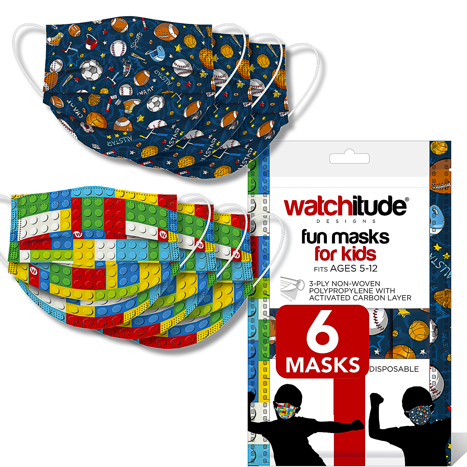 Build Up & Sports - Watchitude Kids Fun Masks (6-pack) image number 0